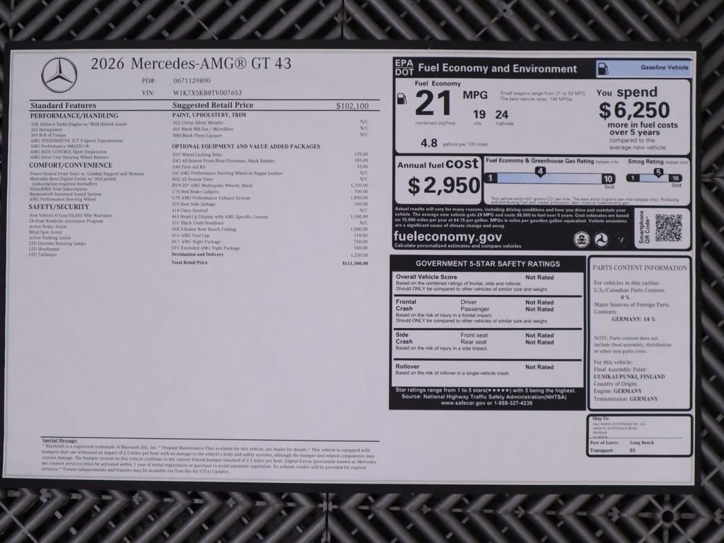 New 2026 Cirrus Silver Metallic Mercedes-Benz Base image 9