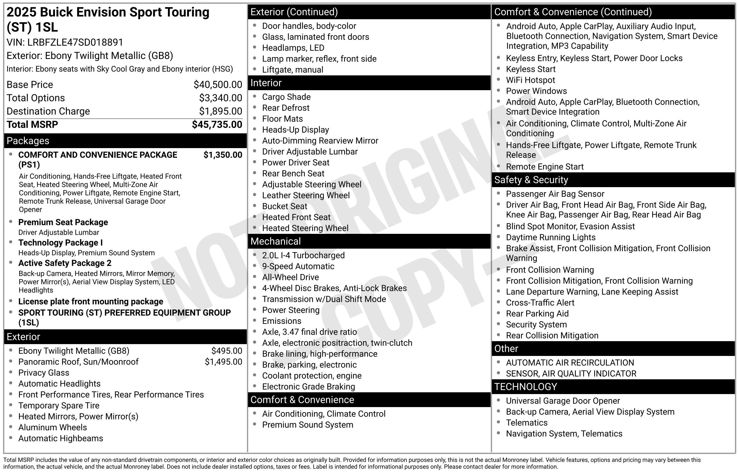 Used 2025 Ebony Twilight Metallic Buick Sport Touring image 43