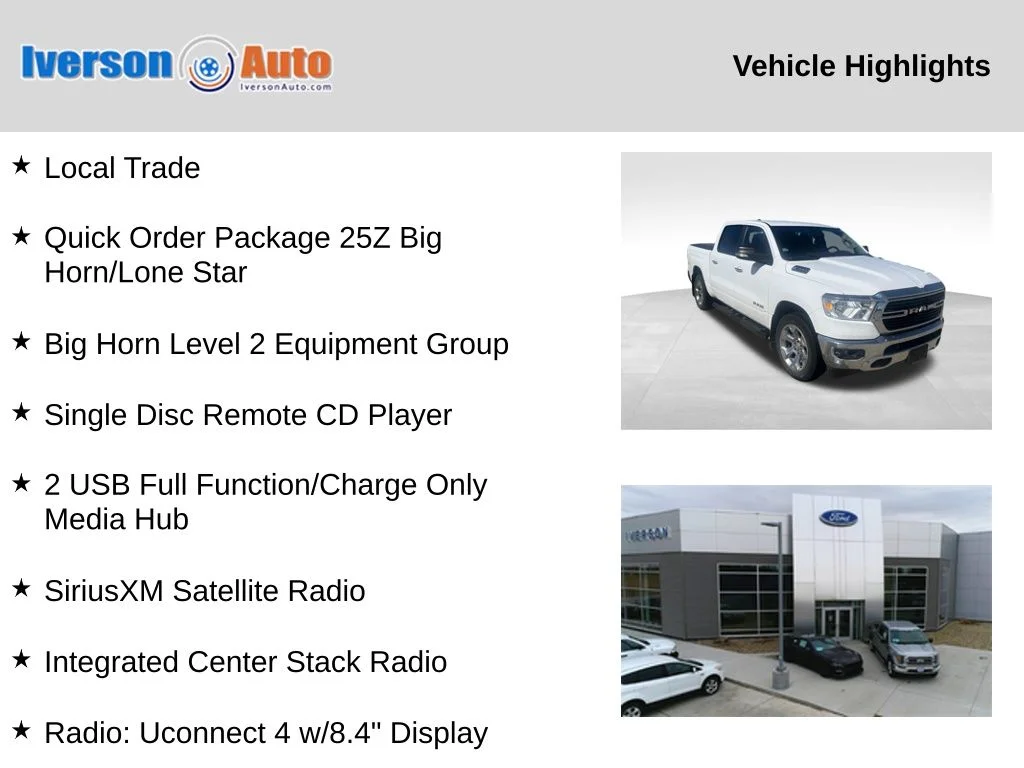 Used 2019 White Ram Big Horn/Lone Star image 2