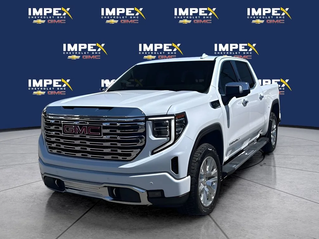 Glacier White Tricoat 2026 GMC Sierra 1500 Denali Crew Cab 4WD Pickup Truck Four-Wheel Drive