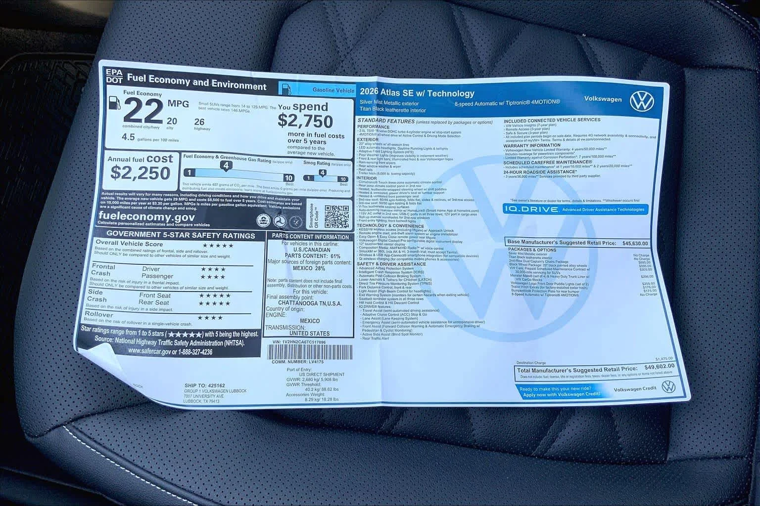 New 2026 Silver Mist Metallic Volkswagen 2.0T SE w/Technology image 22