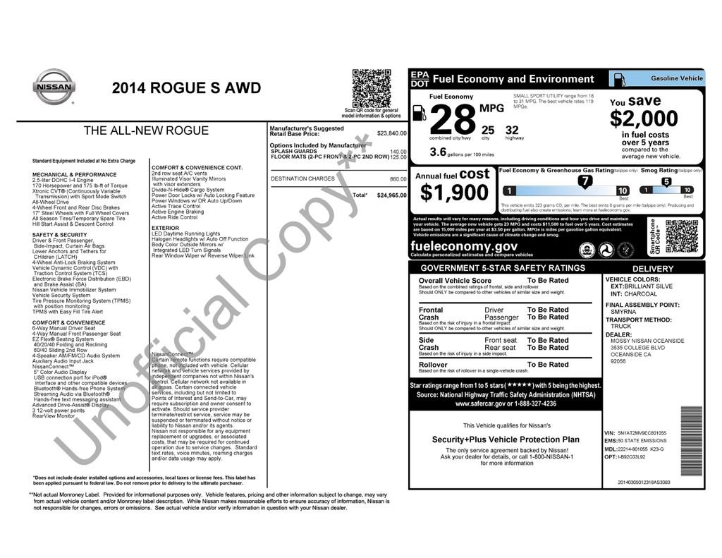 Used 2014 Nissan Rogue S with VIN 5N1AT2MV9EC801055 for sale in Carlsbad, CA