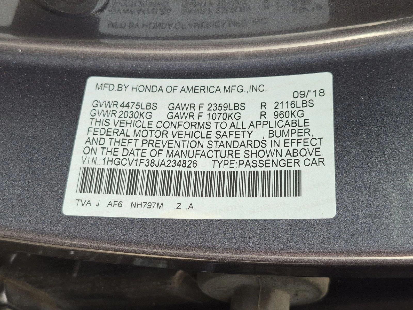 Used 2018 Modern Steel Metallic Honda Sport 1.5T image 14