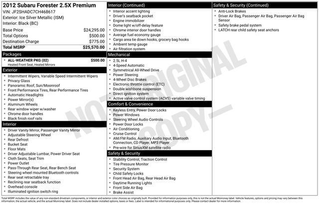 2012 Subaru Forester X Premium Package