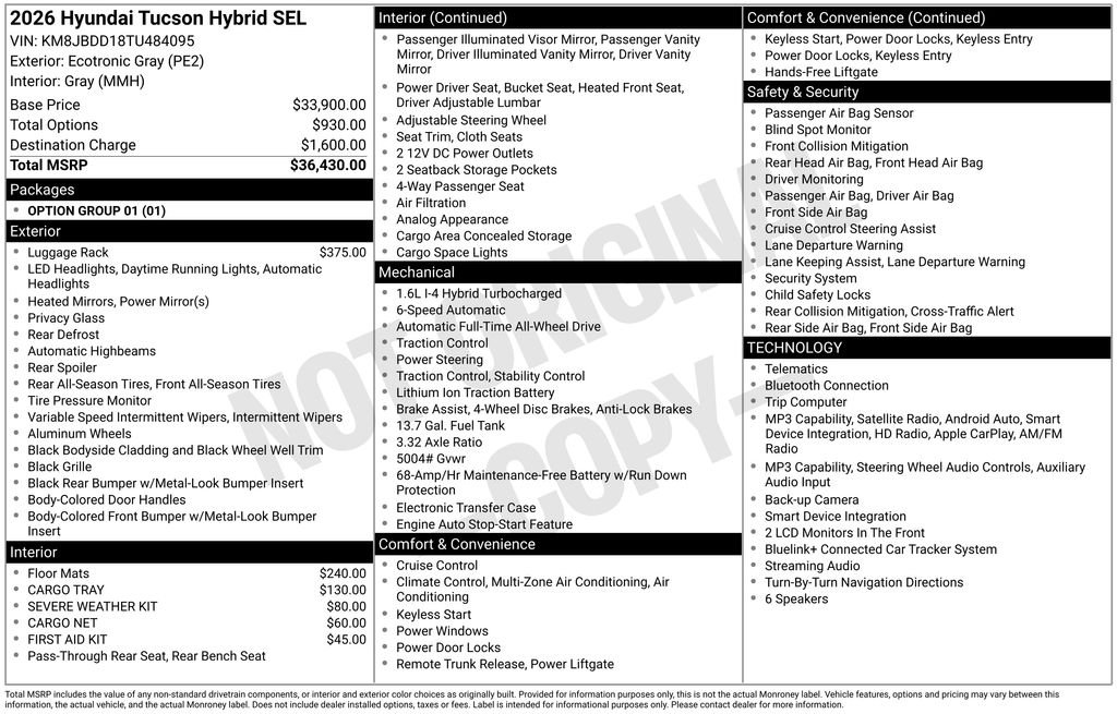 New 2026 Gray Hyundai SEL AWD image 23