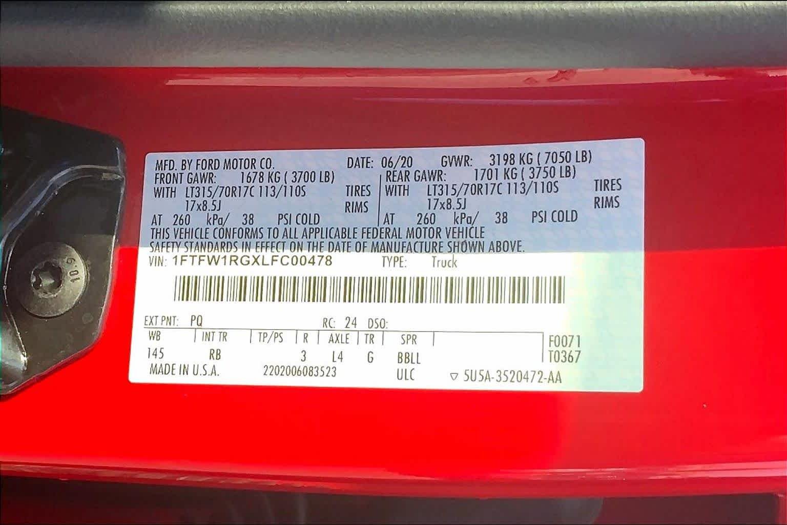 Used 2020 Race Red Ford Raptor image 32