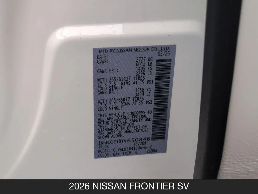 New 2026 White Nissan SV image 25