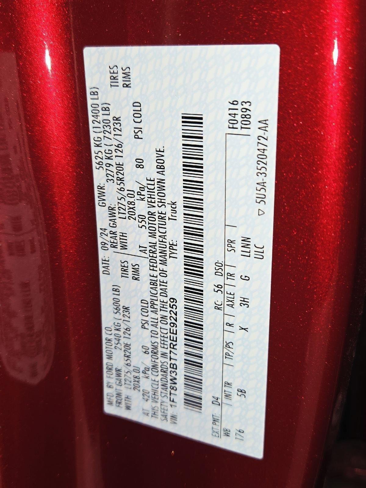 Used 2024 Rapid Red Metallic Tinted Clearcoat Ford LARIAT image 73
