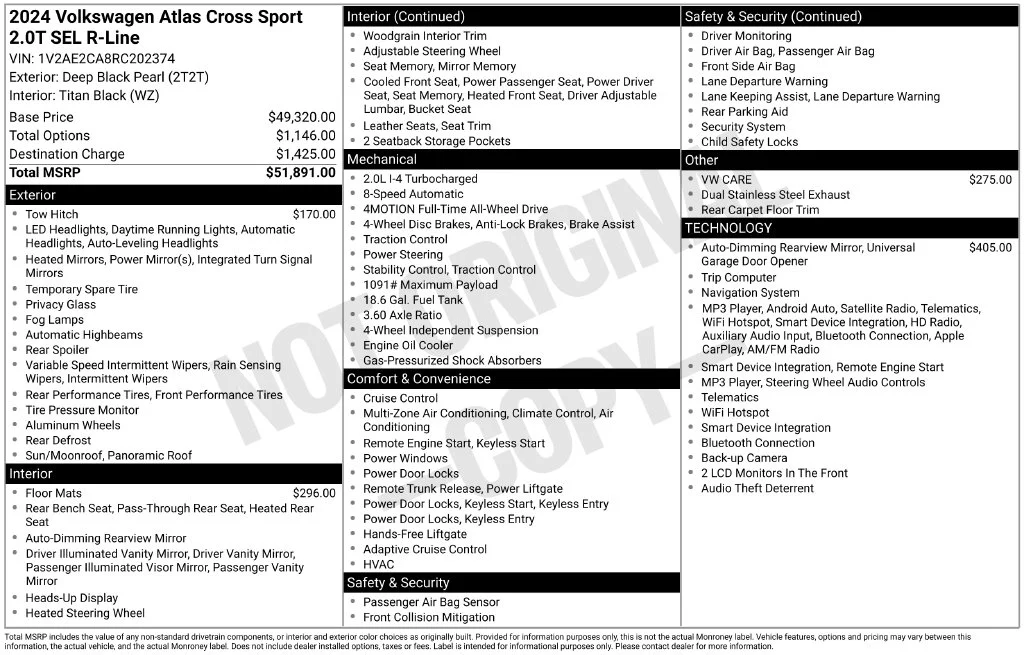 Used 2024 Black Volkswagen 2.0T SEL R-Line image 34