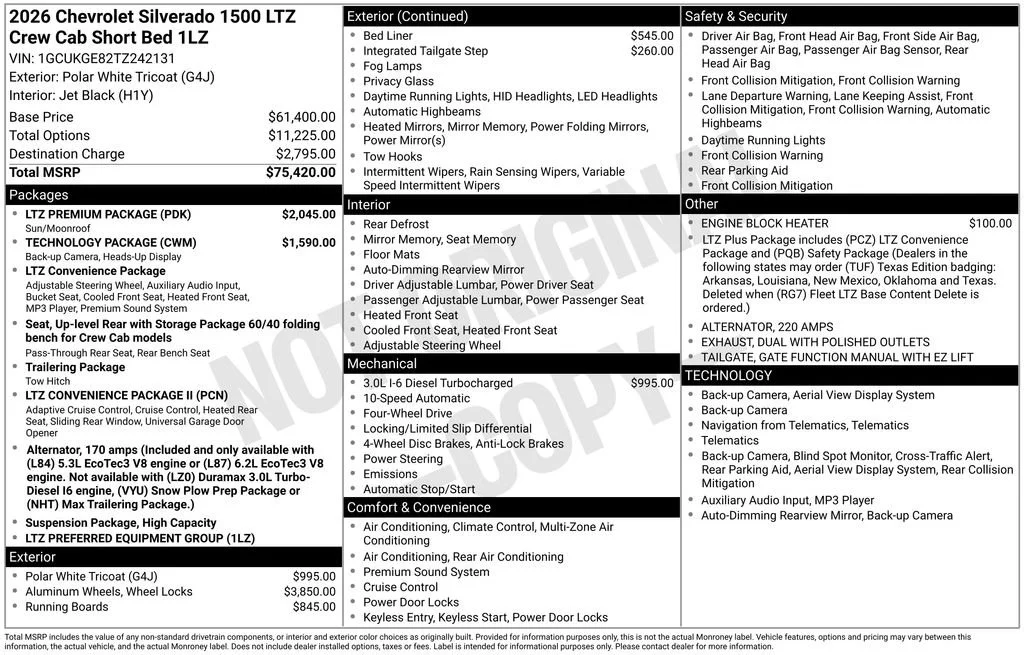 New 2026 Polar White Tricoat Chevrolet LTZ image 5