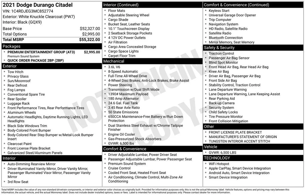 Used 2021 White Dodge Citadel image 17