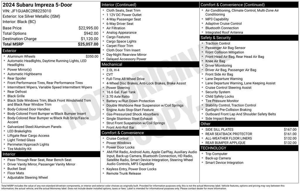 Used 2024 Silver Subaru Base image 15