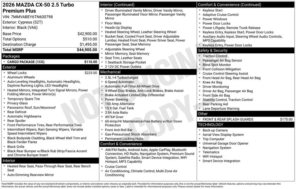 New 2026 Green Mazda 2.5 Turbo Premium Plus image 4