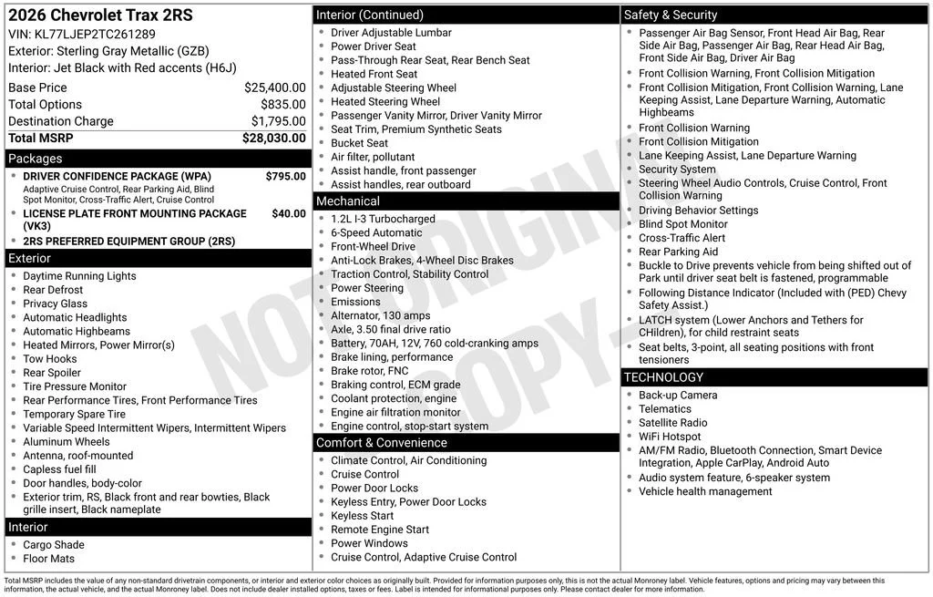 New 2026 Sterling Gray Metallic Chevrolet 2RS image 4