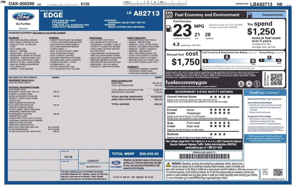 Used 2020 Red Ford SEL image 2