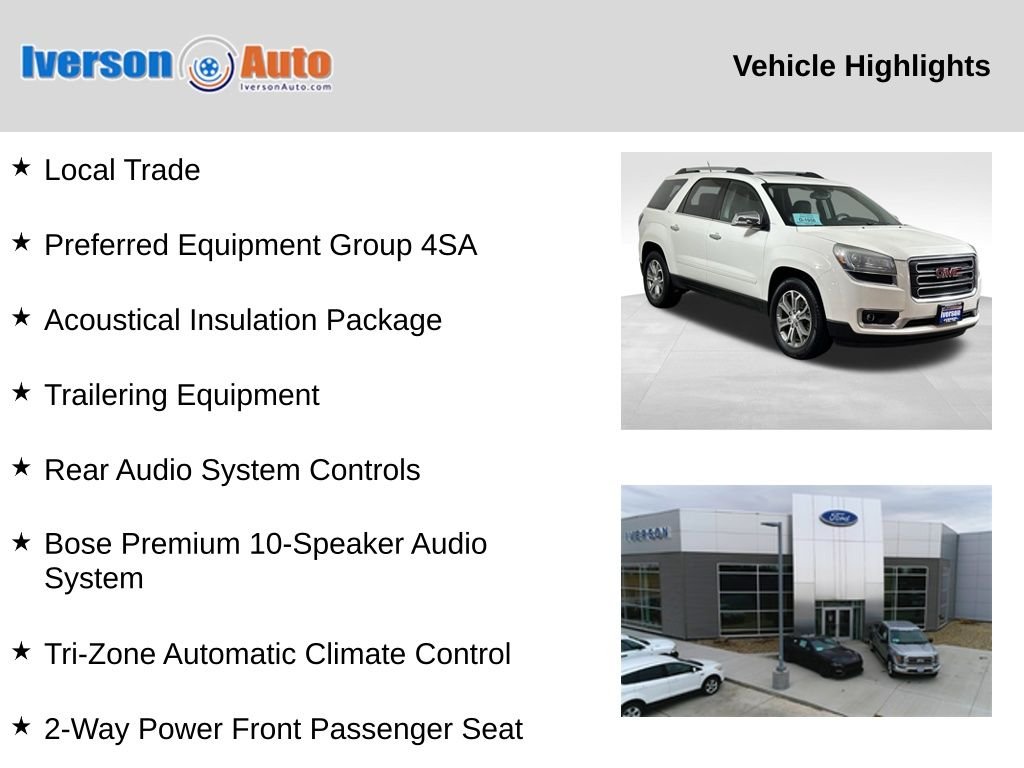 Used 2014 GMC Acadia SLT1 with VIN 1GKKRRKD4EJ373874 for sale in Huron, SD