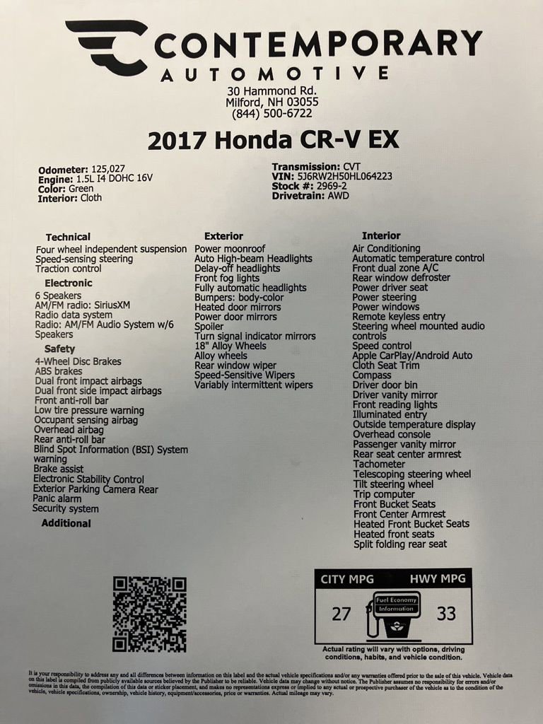 Used 2017 Green Honda EX image 30