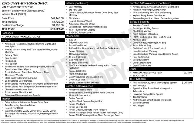 New 2026 Bright White Clear-Coat Exterior Paint Chrysler Select image 20