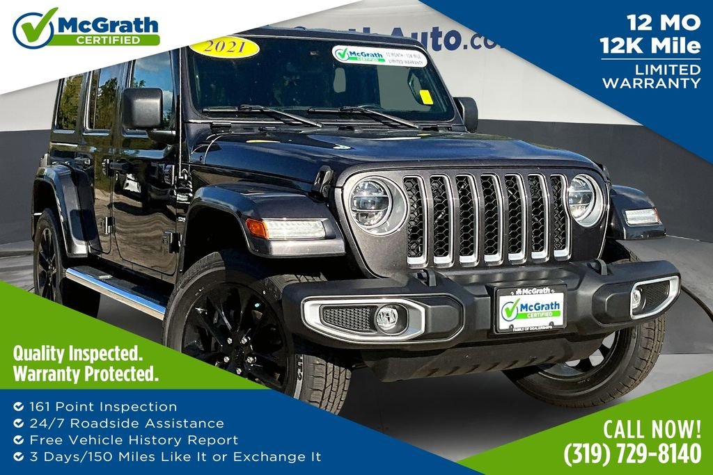 Used 2021 Jeep Wrangler Unlimited Sahara 4XE with VIN 1C4JJXP67MW789352 for sale in Cedar Rapids, IA