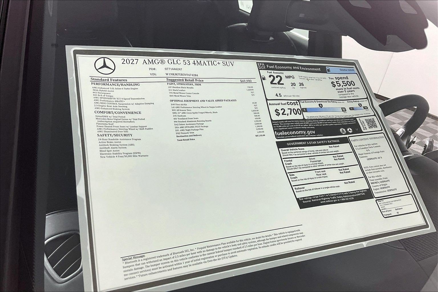 New 2027 Obsidian Black Metallic Mercedes-Benz AMG® GLC 53 4MATIC+ SUV image 26