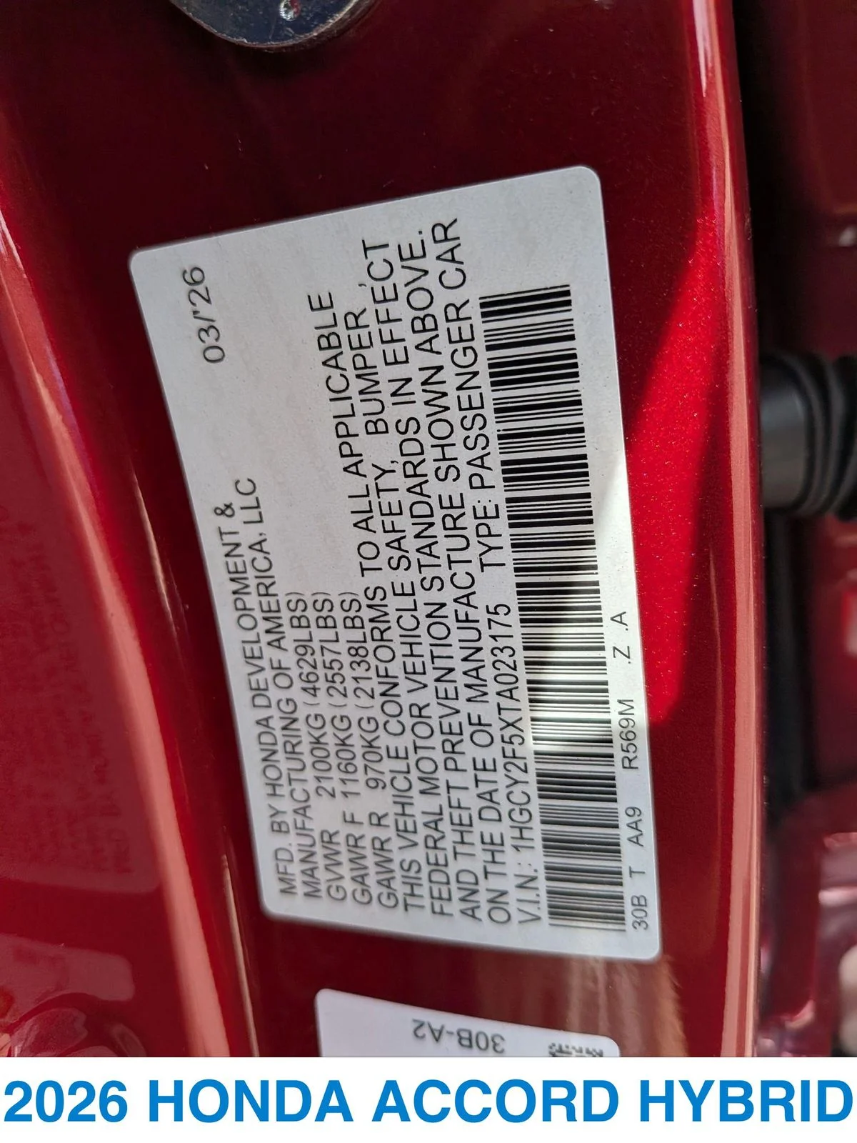 New 2026 Radiant Red Metallic Honda Sport Hybrid image 28
