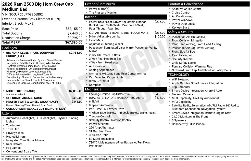 New 2026 Ceramic Gray Clear-Coat Exterior Paint RAM Big Horn image 22