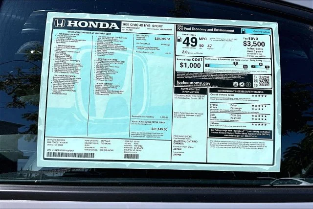 New 2026 Urban Gray Pearl Honda Sport image 14