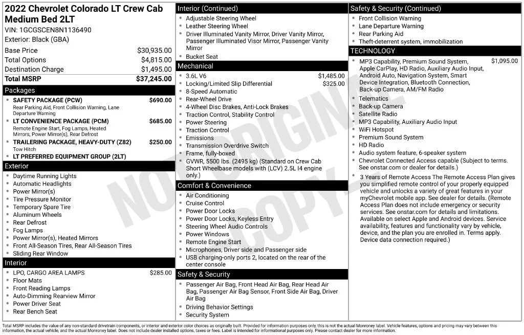 Used 2022 BLACK Chevrolet 2WD LT image 10