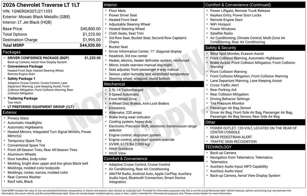 New 2026 Mosaic Black Metallic Chevrolet LT image 5