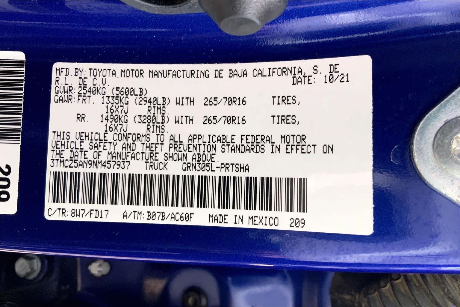 Used 2022 Blue Crush Metallic Toyota TRD Off Road image 37