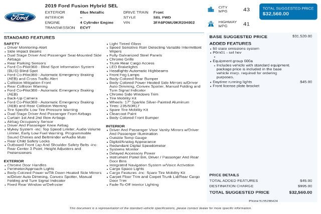 Used 2019 Blue Ford SEL image 38