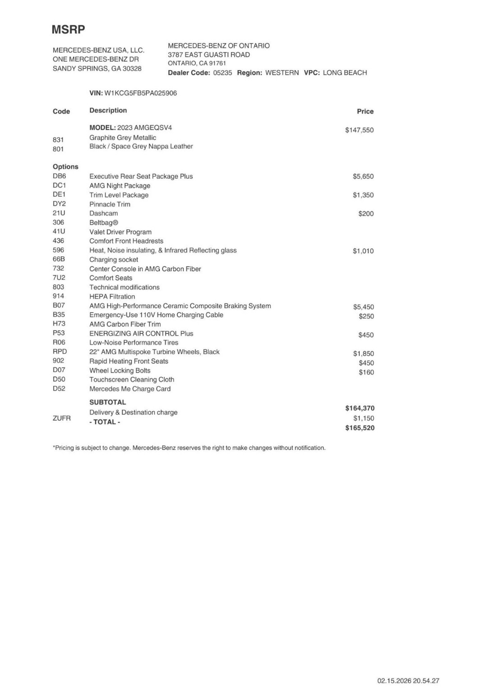 Certified 2023 Mercedes-Benz EQS AMG EQS 53 with VIN W1KCG5FB5PA025906 for sale in Ontario, CA