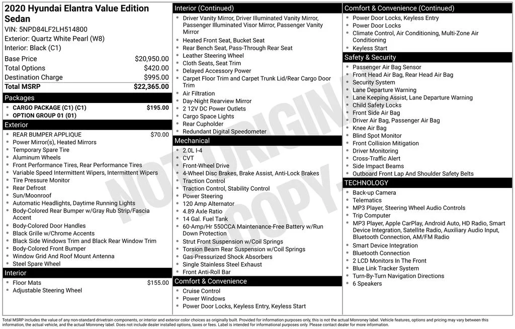 Used 2020 White Hyundai Value Edition image 6