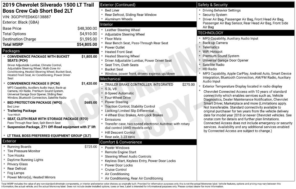 Used 2019 Black Chevrolet LT Trail Boss image 7