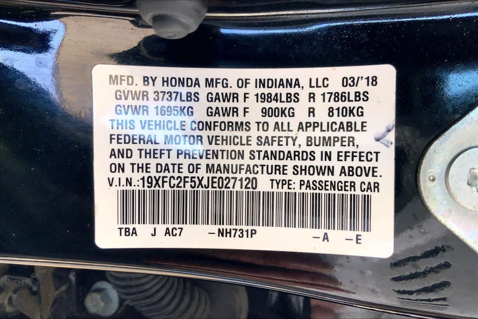Used 2018 Crystal Black Pearl Honda LX image 34