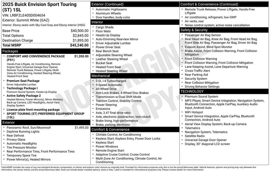 Used 2025 White Buick Sport Touring image 1