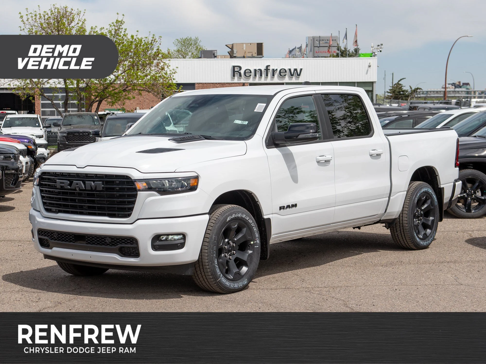 Used 2026 White RAM Sport* Crew Cab 4x4, 3.92 Rear Axle, Heated Seats/Wheel, Navigation image 1