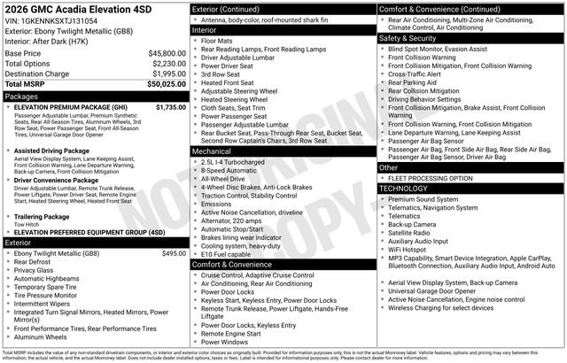 Used 2026 Ebony Twilight Metallic GMC Elevation image 37