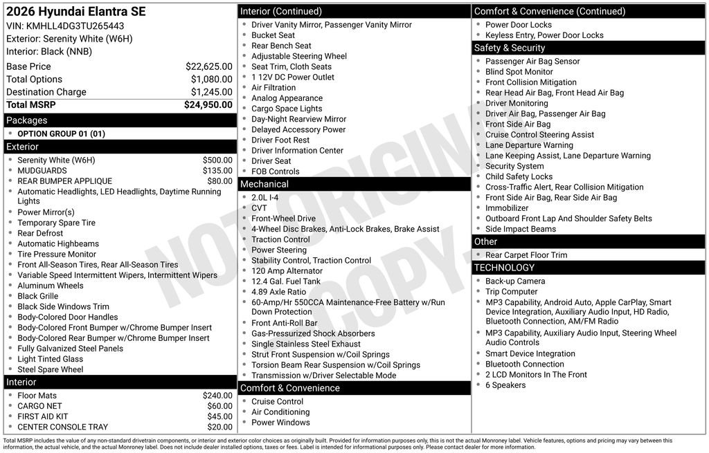 New 2026 White Hyundai SE image 23