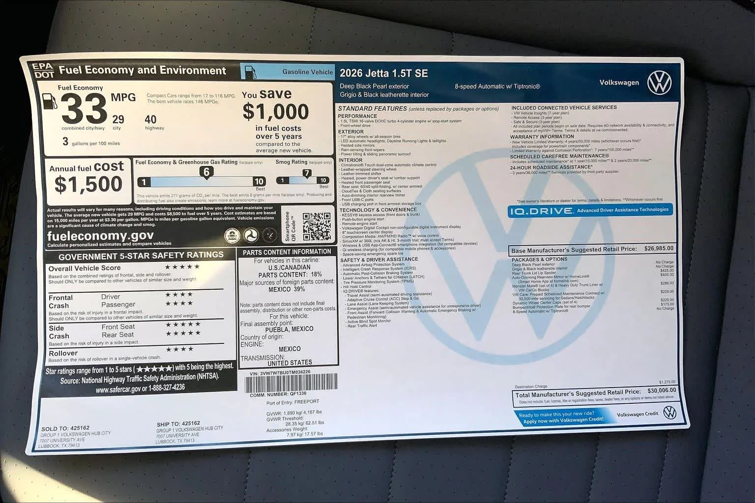 New 2026 Deep Black Pearl Volkswagen SE image 22