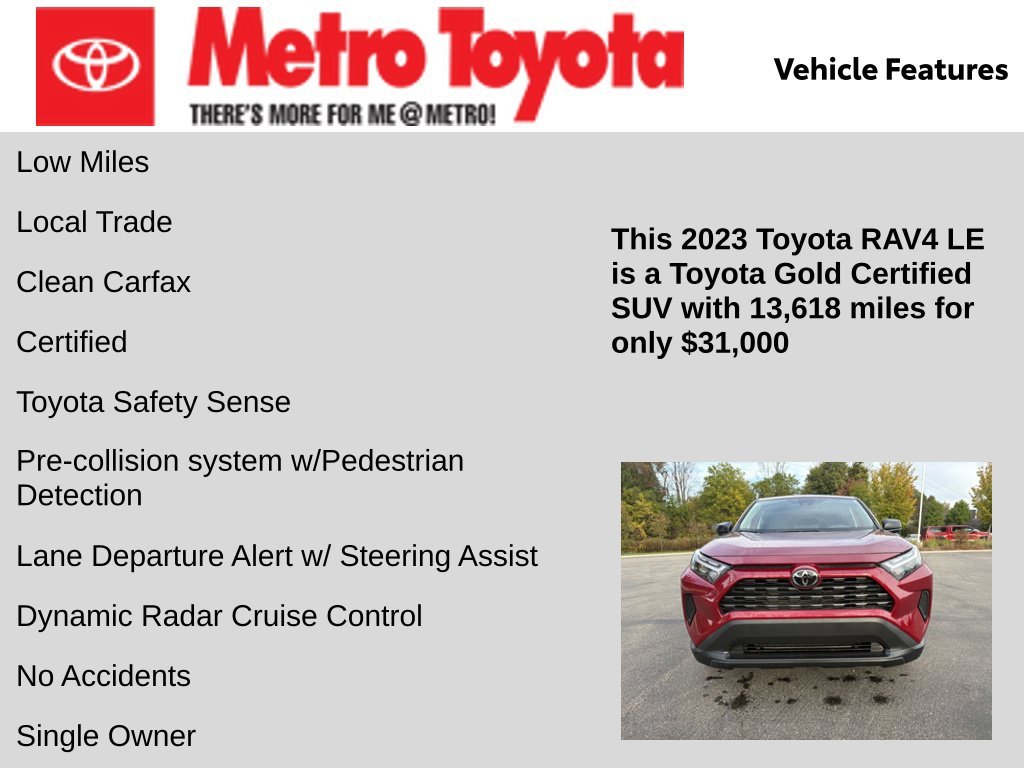 Certified Used 2023 Red Toyota LE image 6