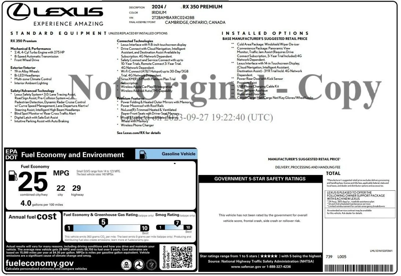 Used 2024 Iridium Lexus RX 350 Premium image 3