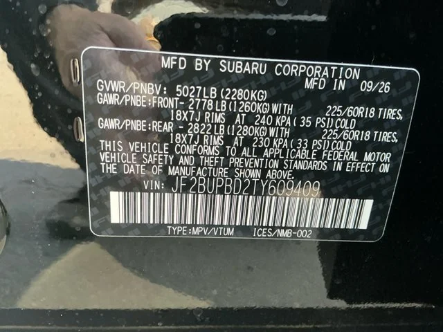 New 2026 CRYSTAL BLACK SILICA Subaru Premium image 16