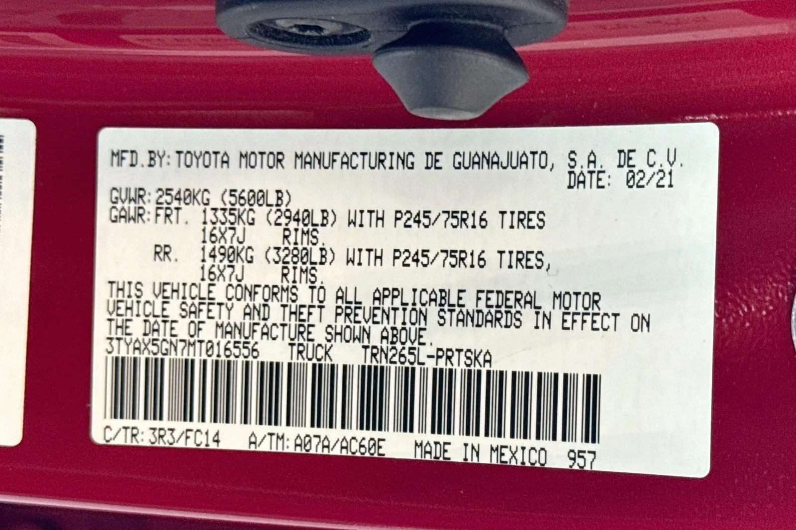 Used 2021 Barcelona Red Metallic Toyota SR5 image 29