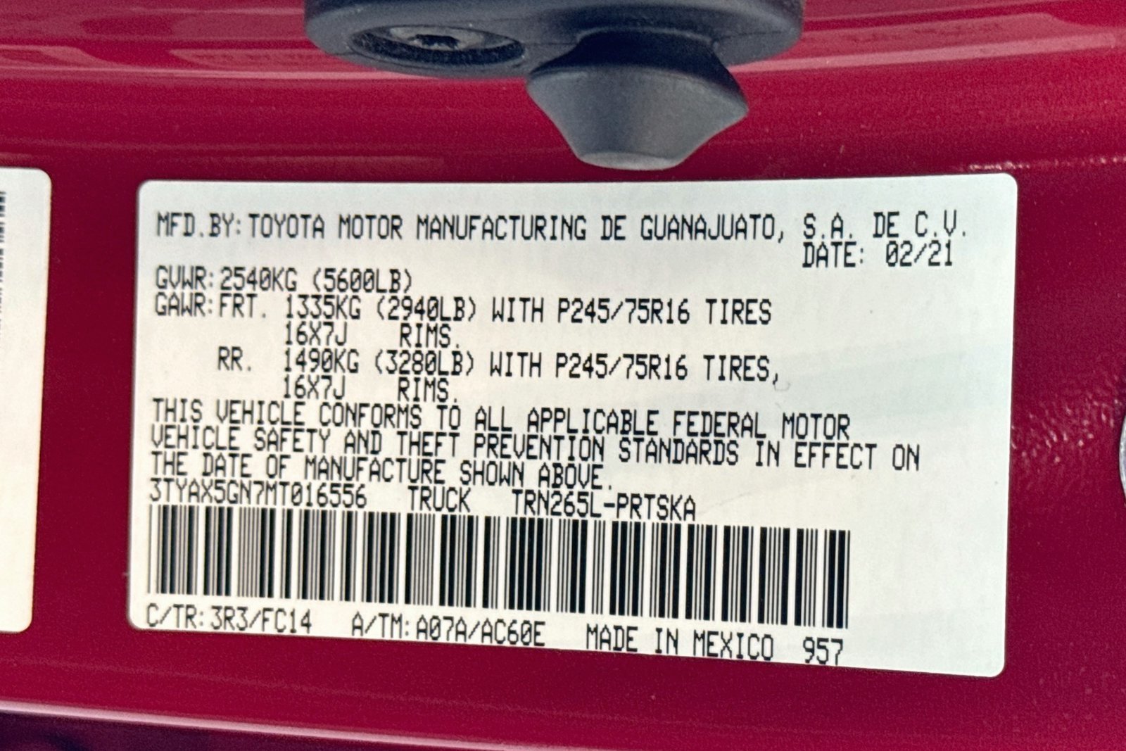 Used 2021 Barcelona Red Metallic Toyota SR5 image 29