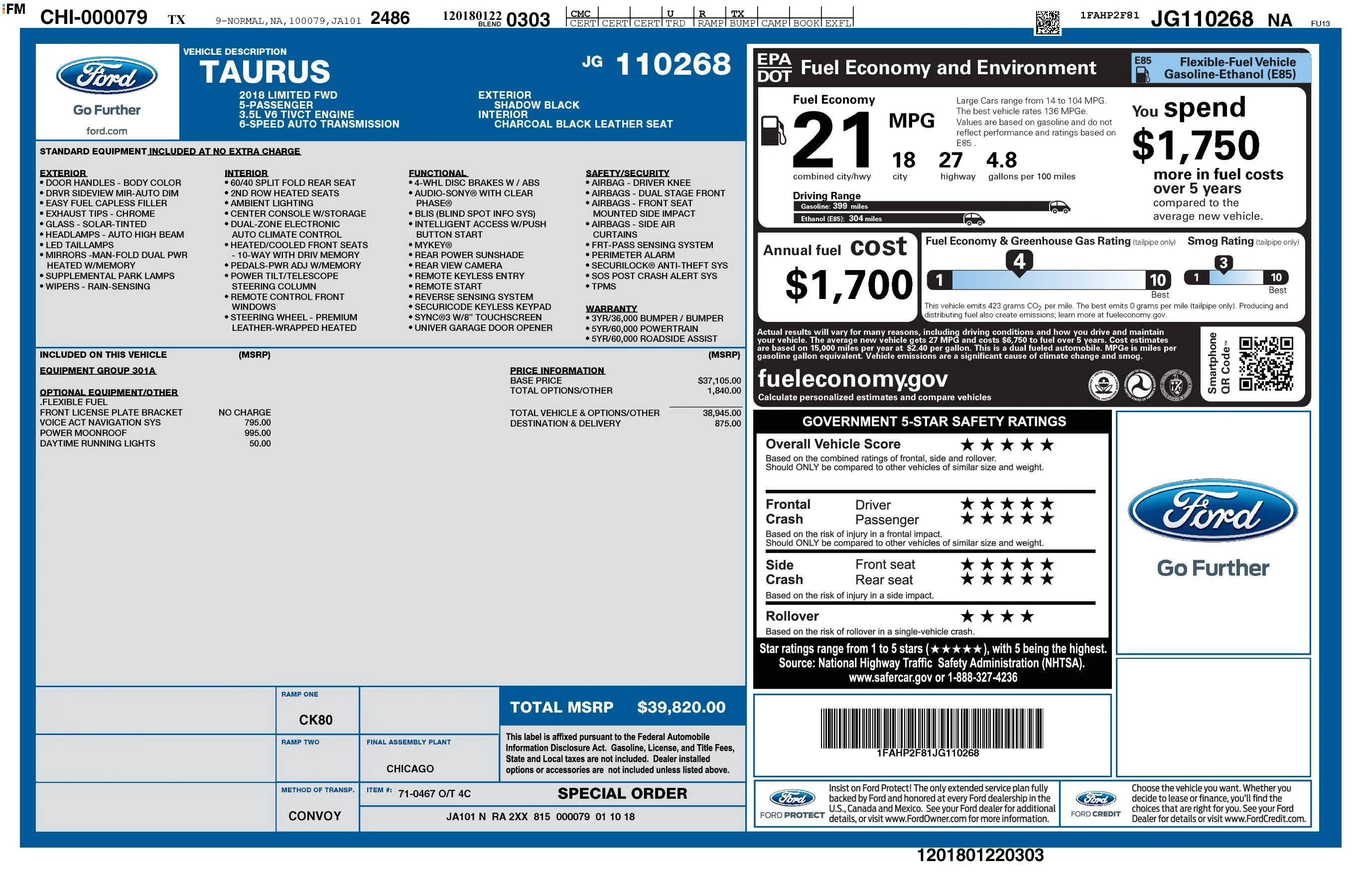 Used 2018 Shadow Black Ford Limited image 43