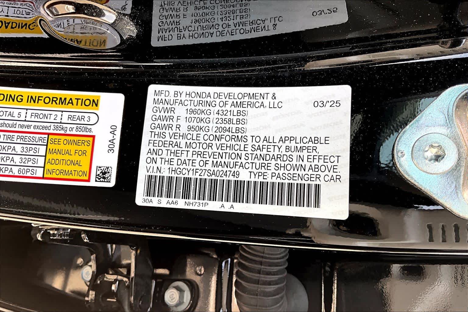Used 2025 Crystal Black Pearl Honda LX image 32