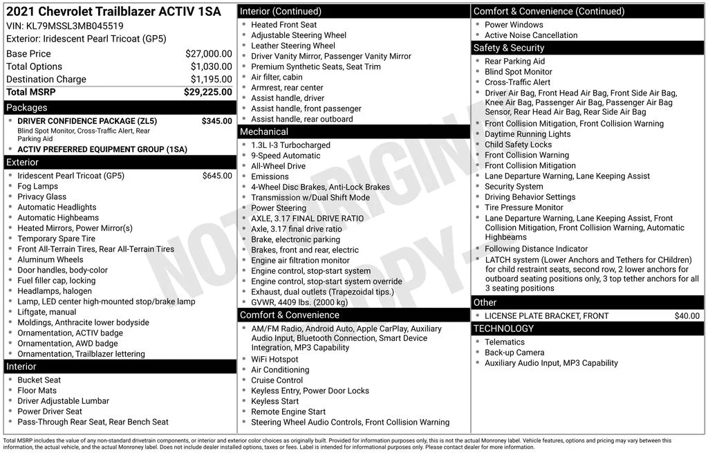Used 2021 Beige Chevrolet ACTIV image 17