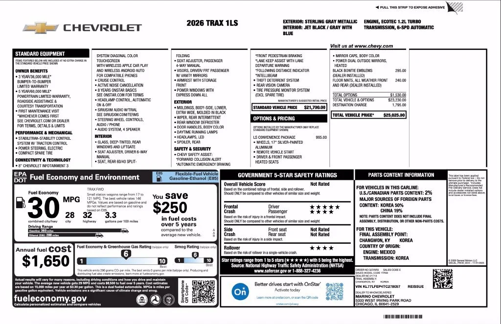 New 2026 Sterling Gray Metallic Chevrolet LS image 2
