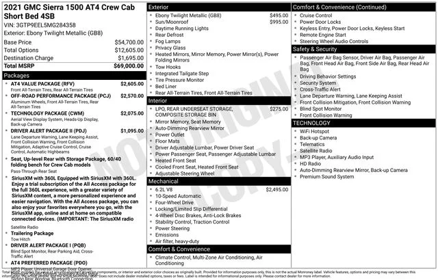 Used 2021 Black GMC AT4 image 70